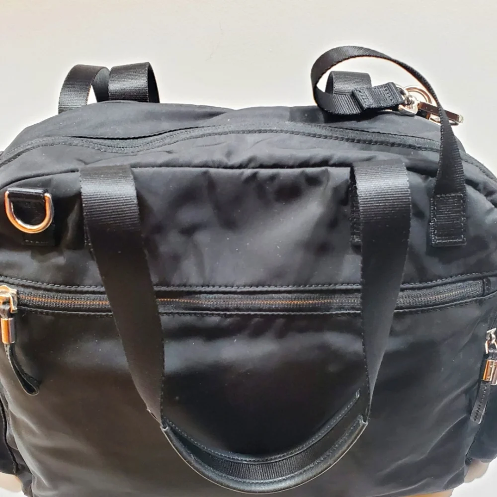 Tumi Black with Silver Hardware Nylon Travel or Diaper Tote Bag